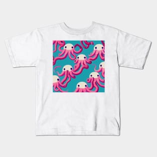 Pink Octopus Dancers - Super Cute Colorful Cephalopod Pattern Kids T-Shirt